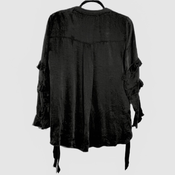 ZARA Navy Blue and Black Satin Contrast Layered Sweater Sweatshirt Blouse Small - Picture 7 of 16